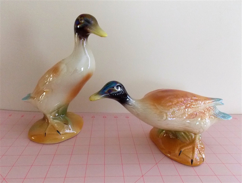 Pair of Ceramic Ducks - Standing is 8 1/4" tall Other 9" Beak to Tail 