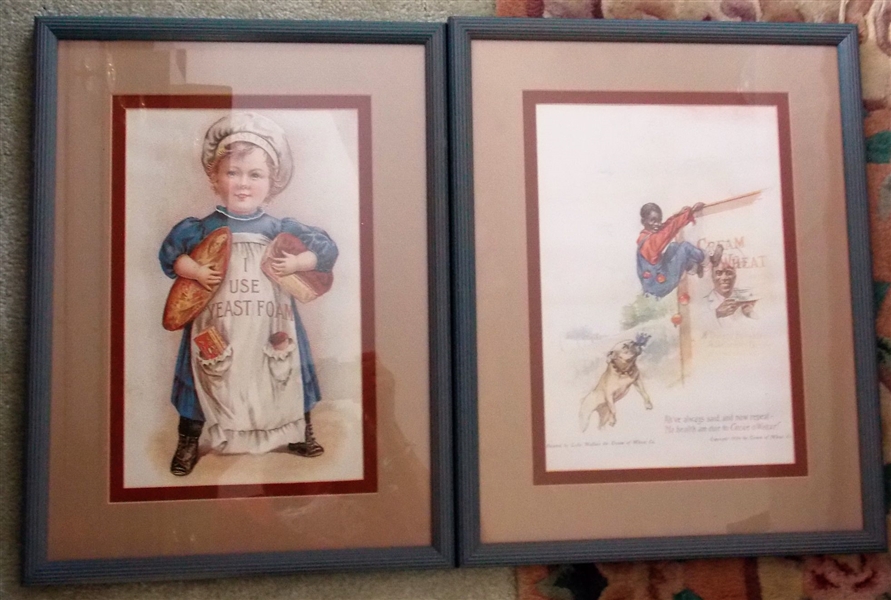 "Cream OWheat" and "Yeast Foam" Prints in Matching Frames and Mats - Frames Measure - 19 1/2" by 15 1/2"