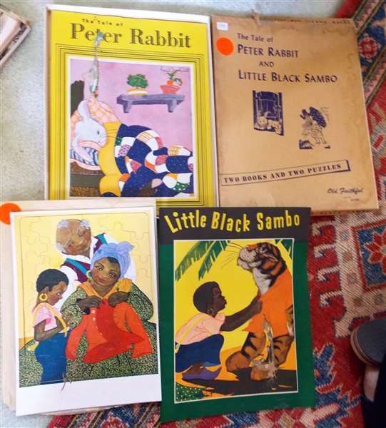 The Tale of Peter Rabbit and Little Black Sambo - Two Books and Two Puzzles - In Original Box - Little Black Sambo Book Has Some Damage 