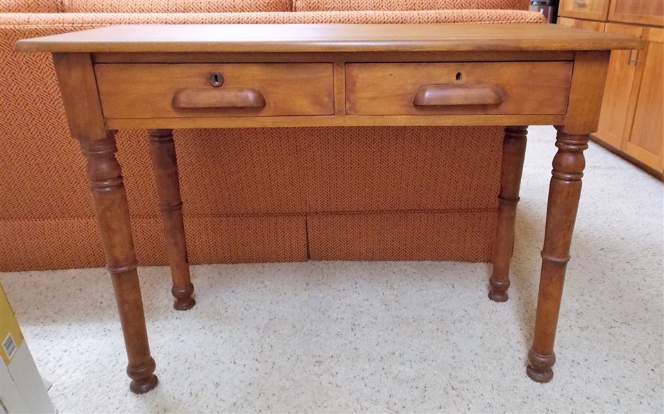 Chestnut  Table with 2 Drawers  - 1 Drawer is Missing Bottom  - Measures 29 1/2" 42" by 18"