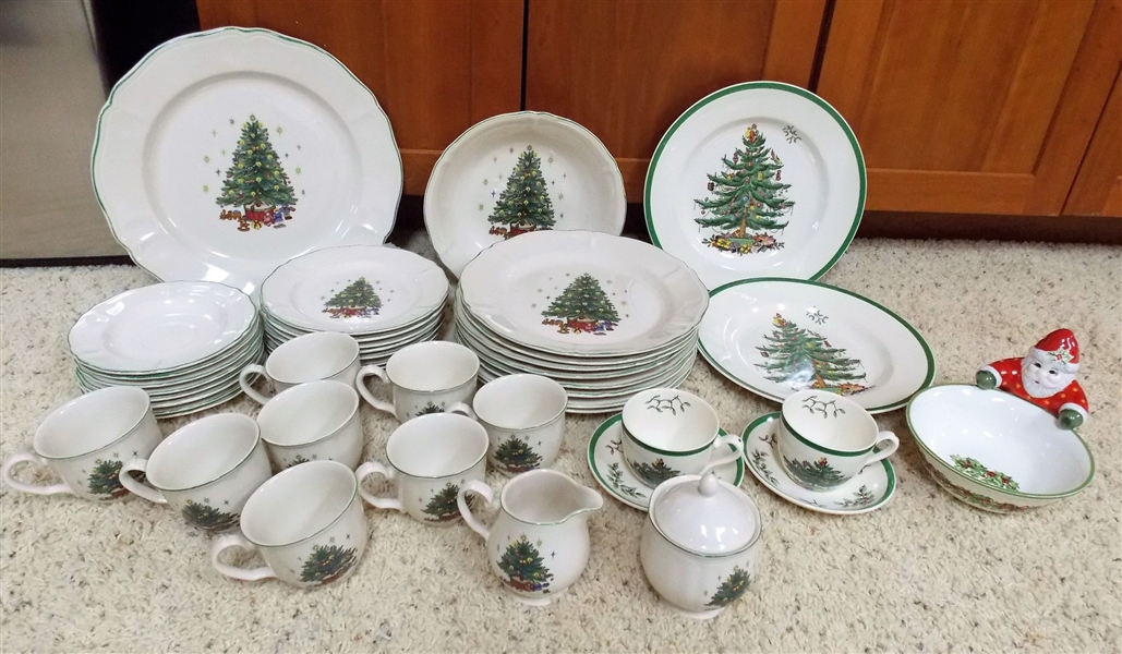 43 Pieces of Christmas China including "Tis the Season" by Tablemates and "Christmas Tree" by Spode 