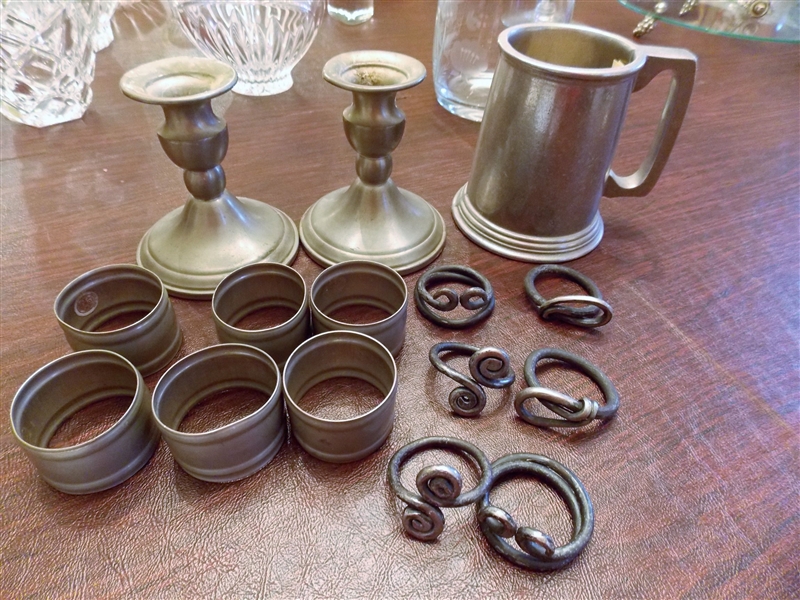 Lot of Pewter including 2 Sets of 6 Napkin Rings and Pewter Tankard