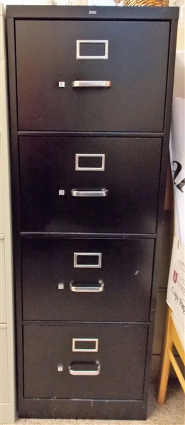 1 Black "HDN" Legal Sized Metal 4 Drawer Filing Cabinet - Measuring 52" Tall 18" by 26 1/2"