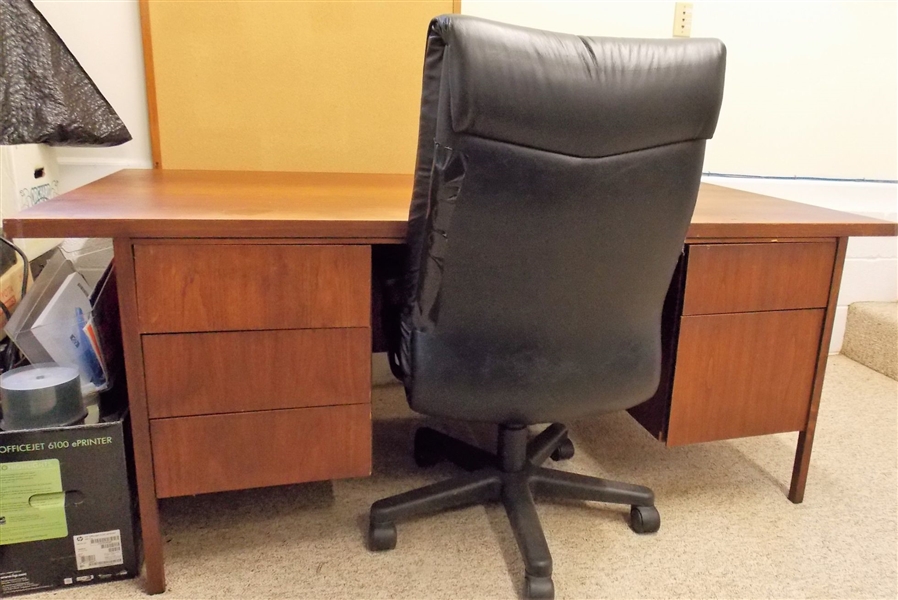 Large Architects Desk with Chair - 3 Drawers on Left and Filing Drawer on Right - Desk Measures 28 1/2" tall 72" by 36"