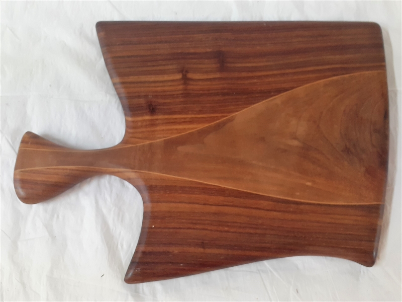 Nice Inlaid Wood Cutting Board - Small Area of Discoloration - See photo