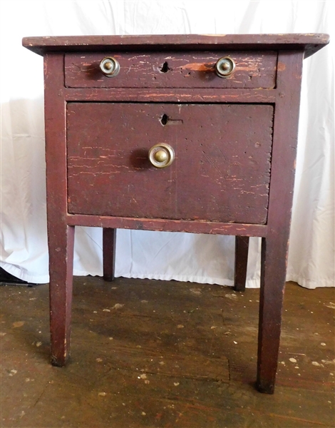 Red Painted Cabinet with Single Drawer - Cut Nails - Measures 30 1/2" tall 24" by 24"