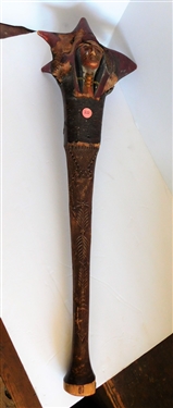 Unusual Club with Carved Indian Face - Carved Handle - 28" long