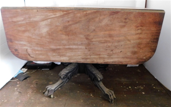 Mahogany Claw Foot Drop Leaf Table - Leaf Carved Legs - 29" tall 39" by 24 Each Leaf Measures 14"