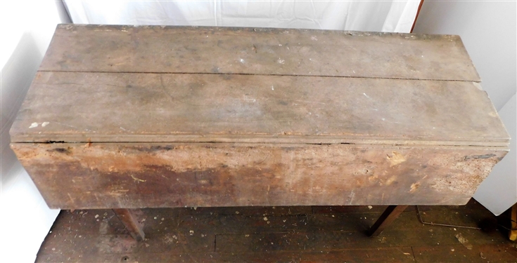 Salting Table with Chamfered Legs Measuring 28 1/4 tall 48 by 16 Each Leaf Measures 8 1/2 - Each Side is Missing Half of Leaf- Legs Swings - One Leaf is Worn - Legs are Uneven