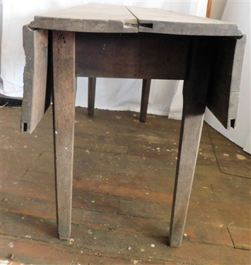 Salting Table with Chamfered Legs Measuring 28 1/4 tall 48 by 16 Each Leaf Measures 8 1/2 - Each Side is Missing Half of Leaf- Legs Swings - One Leaf is Worn - Legs are Uneven