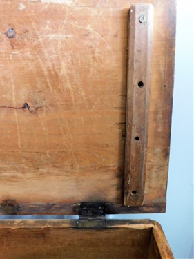 Pine Chest with Red Paint - Dovetailed Case -Divided Interior Measures  22 tall 41 1/2 by 16
