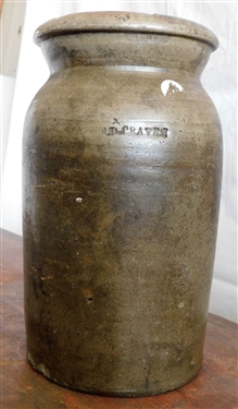 JD Craven Storage Jar - Single Star Stamp - 10 tall Chip on Rim and Hairline Near Bottom 