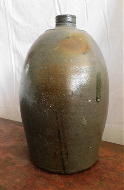 Unsigned Virginia Pottery Jug - 11 tall - Incised Rings Around Top - Tiny Nick on Lip