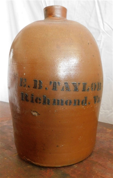 E.B. Taylor Richmond Virginia Jug - Hairline Crack and Chip in Handle - 11"