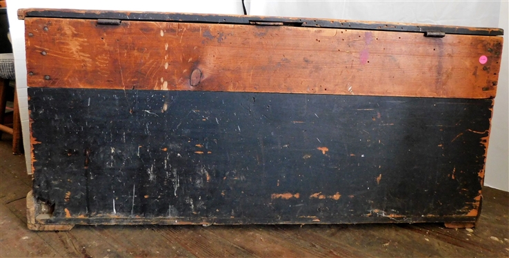 Painted Chest with Checkerboard Top - Metal Handles - Horses on Front - 19 1/4 43 by 20 1/2 - Rattail Hinges