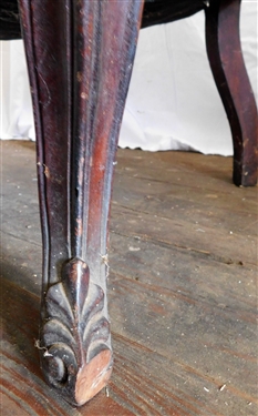 Rose Carved Victorian Parlor Chair - Original Finish 43 3/4 tall - Missing Corner of Front Foot