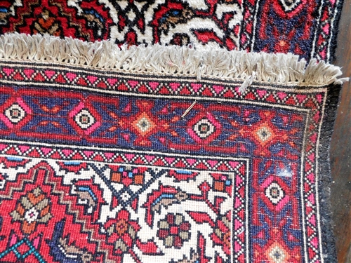 Hand Woven Oriental Rug - Red and Navy - 22 by 30