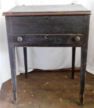 Pine Pegged Railroad Desk - Original Finish - Single Drawer Needs Repair - 37 tall 27 1/2 by  20 1/2