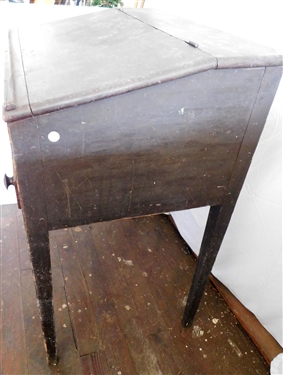 Pine Pegged Railroad Desk - Original Finish - Single Drawer Needs Repair - 37 tall 27 1/2 by  20 1/2