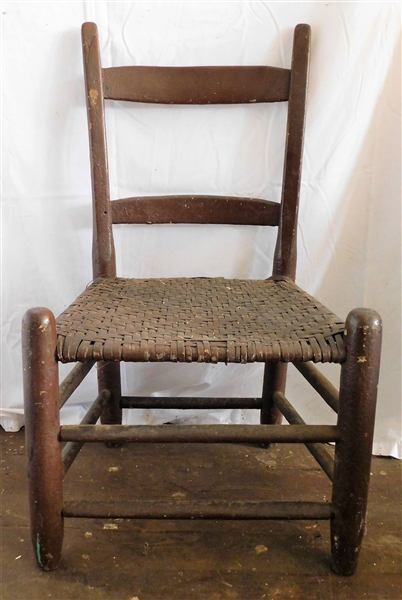 Brown Painted Mule Ear Ladder Back Chair - 31" tall 14" to Seat