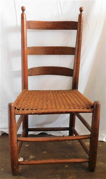 Primitive Ladder Back Chair - Woven Seat - 35 1/2" tall 17" to seat