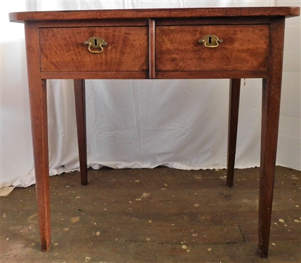 Beautiful Grain Painted 2 Drawer Tapered Leg Table - 29 1/2 tall 32 by 19  1/2