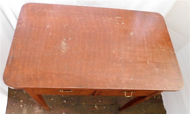 Beautiful Grain Painted 2 Drawer Tapered Leg Table - 29 1/2 tall 32 by 19  1/2