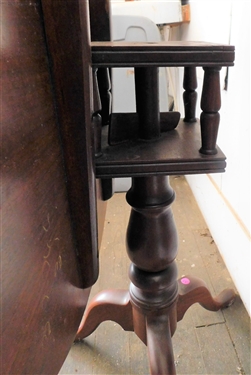 Large Walnut Bird Cage Tilt Top Table - Needs Repair where It Tilts - 28 tall 36 Across