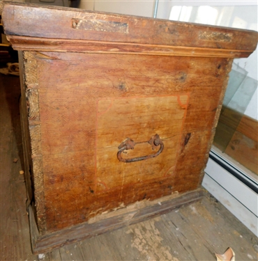 Pine Grain Painted Chest with Painted Flower Decoration - Black Smith Straps and Handles - Top Finish is Rough - 22 tall 55 1/2 by 22