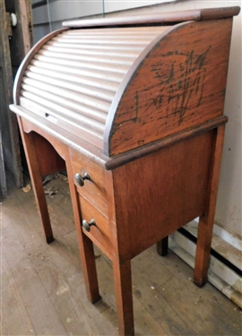 Childs C Roll Top Desk - Measures 34 1/2 tall 24  by 16 