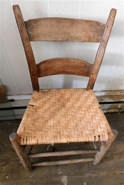 Country Primitive Ladder Back Mule Ear Chair - 32" high 16" to Seat -Original Knife Marks 