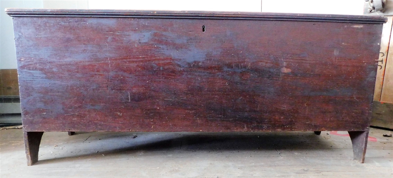 Heart Pine Blanket Box - Thin Legs - 21" tall 49" by 16" - Some Damage to Corner and Missing Side Molding - Each Side is Single Board