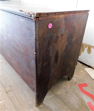 Heart Pine Blanket Box - Thin Legs - 21 tall 49 by 16 - Some Damage to Corner and Missing Side Molding - Each Side is Single Board