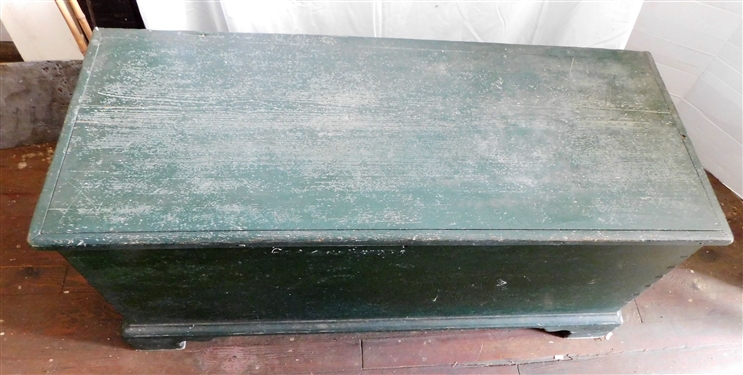 Green Painted Pine Dovetailed Case Blanket Chest - Replaced Hinges - Measures 22 1/2 tall 50 by 21