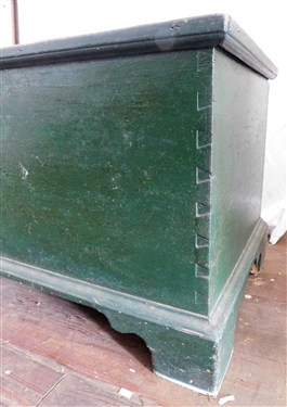 Green Painted Pine Dovetailed Case Blanket Chest - Replaced Hinges - Measures 22 1/2 tall 50 by 21