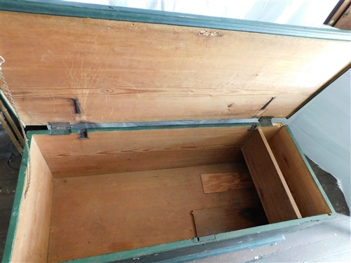 Green Painted Pine Dovetailed Case Blanket Chest - Replaced Hinges - Measures 22 1/2 tall 50 by 21