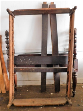 Full Sized Rope Bed with Acorn Finials - Original Finish- Head Board, Foot Board, and Wood Rails - Foot Board Needs To Be Put Together - Also Including Trundle Frame - 