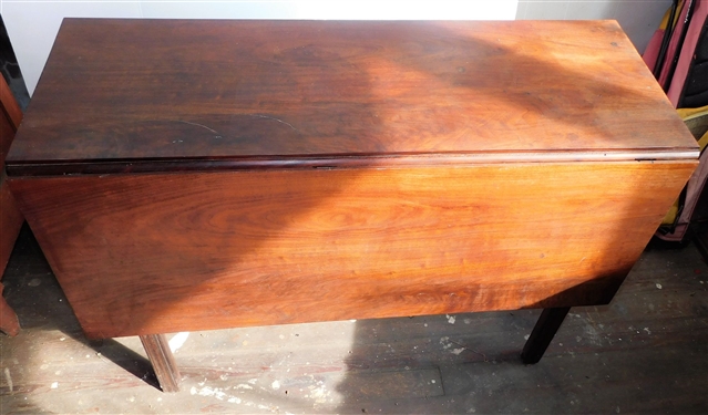 Walnut Chinese Chippendale Drop Leaf Table  - Pine Secondary Wood - Dovetailed Case - Chamfered Legs - Measures 28 1/2 tall 41 1/2 by 16 1/2 Each Leaf Measures 16 - Picture Has Shadow- Finish...