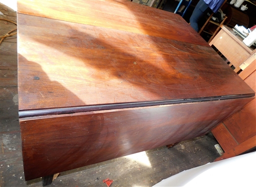 Walnut Chinese Chippendale Drop Leaf Table  - Pine Secondary Wood - Dovetailed Case - Chamfered Legs - Measures 28 1/2 tall 41 1/2 by 16 1/2 Each Leaf Measures 16 - Picture Has Shadow- Finish...