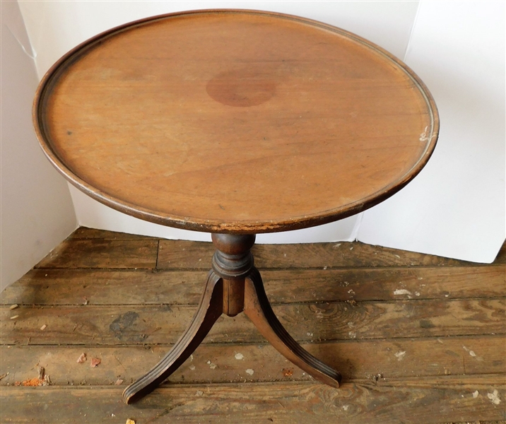 Round Mahogany Table - Dovetailed Bottom - 19 3/4" tall 15 1/2" across Base Has Split and Top Has Repair 