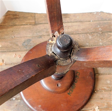 Round Mahogany Table - Dovetailed Bottom - 19 3/4 tall 15 1/2 across Base Has Split and Top Has Repair 