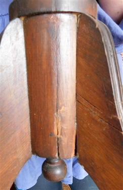 Round Mahogany Table - Dovetailed Bottom - 19 3/4 tall 15 1/2 across Base Has Split and Top Has Repair 