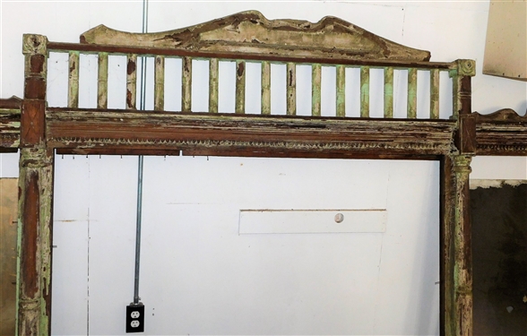Wood Carved Back Bar - Measures - 10'6 Long 69 to top of Center - Ends Measure 58 - Missing Mirrors - Center Measures 42 by 60 Ends 42 by 24