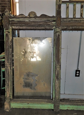 Wood Carved Back Bar - Measures - 10'6 Long 69 to top of Center - Ends Measure 58 - Missing Mirrors - Center Measures 42 by 60 Ends 42 by 24