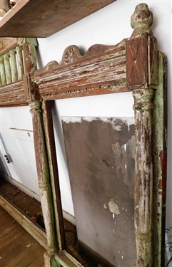 Wood Carved Back Bar - Measures - 10'6 Long 69 to top of Center - Ends Measure 58 - Missing Mirrors - Center Measures 42 by 60 Ends 42 by 24