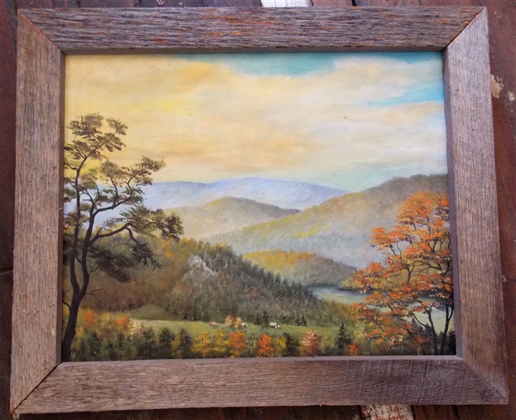 LE Caudill Oil on Canvas Painting in Rustic Frame - Frame Measures 20" by 24" Painting Measures 16" by 20"
