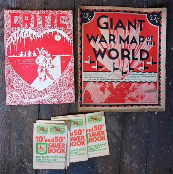 Giant War Map of The World "Critic" and 2 Savers Books
