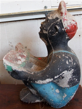 Concrete Black Americana Boy Eating Watermelon - Measures 12 Tall - Some Paint Loss