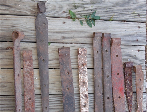10 Blacksmith Shop Made Hinges - Longest Measures 26 1/2