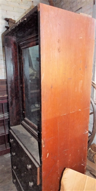Unusual Cupboard with Mirrored Door and 4 Drawers - Measures - 70 tall 30 by 19 1/2